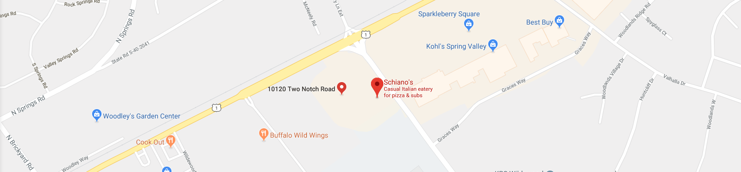 Map of Schianos Pizza 10120 Two Notch Rd Columbia, SC location